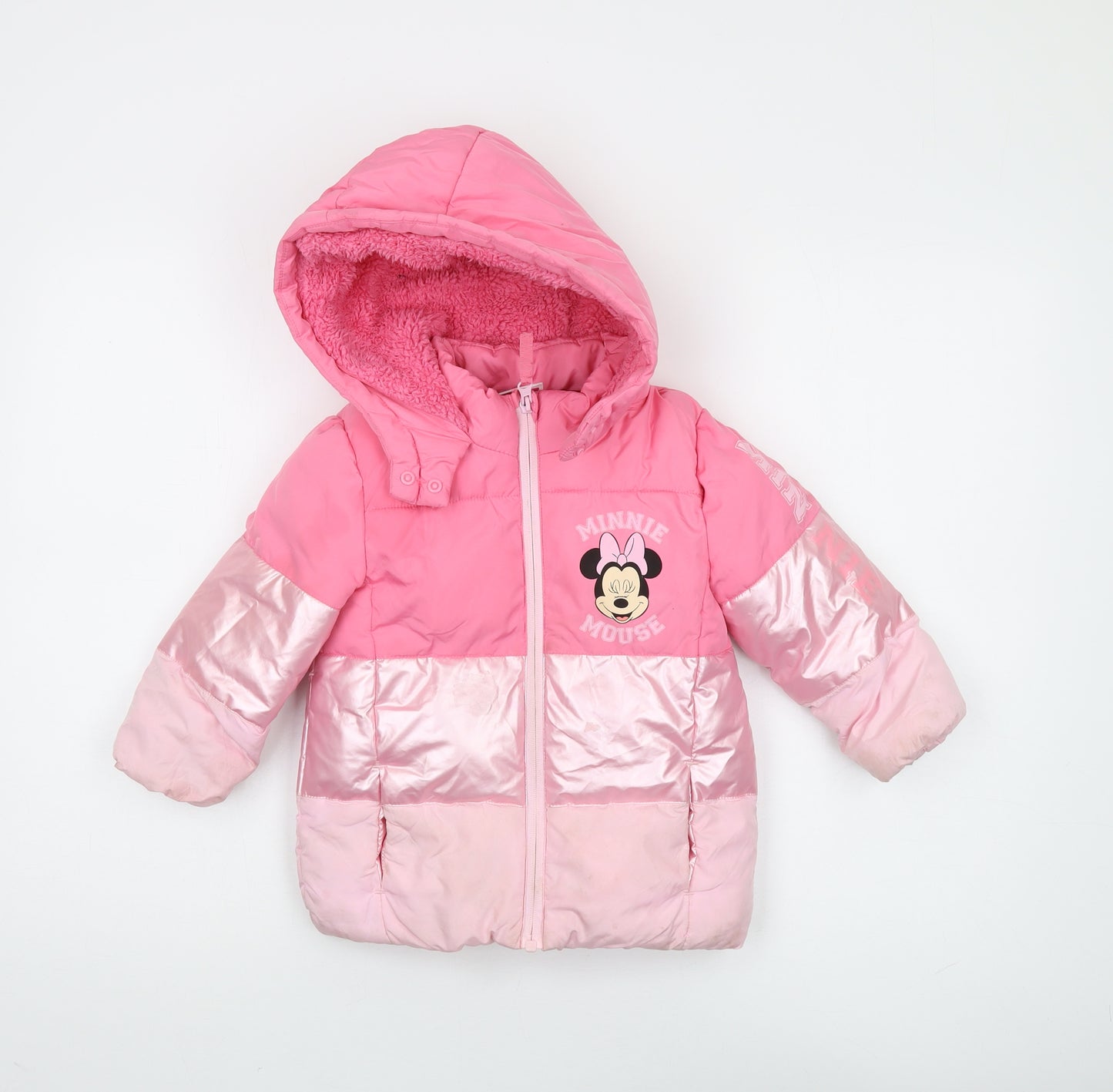 Disney Girls Pink Minnie Mouse Puffer Jacket 3-4 Years