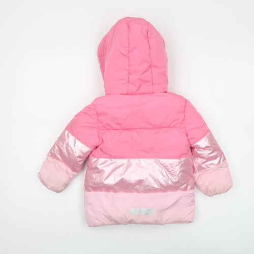 Disney Girls Pink Minnie Mouse Puffer Jacket 3-4 Years