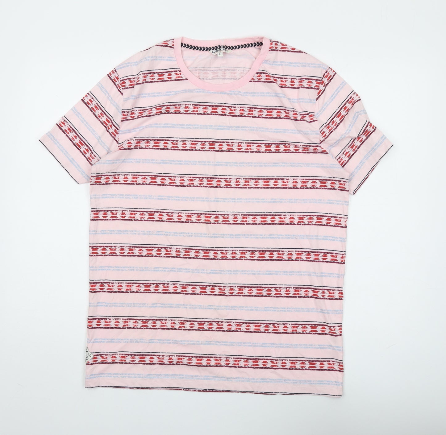 SoulCal & Co Men's Pink Striped T-Shirt - Size L