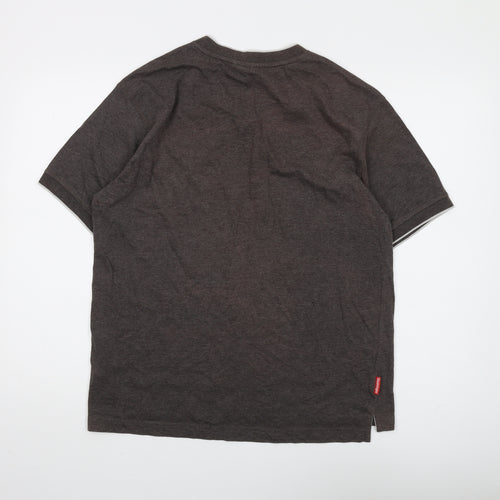Slazenger Men's Brown V-Neck T-Shirt Medium