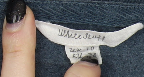 White Stuff Women's Blue Cotton T-Shirt Size 10
