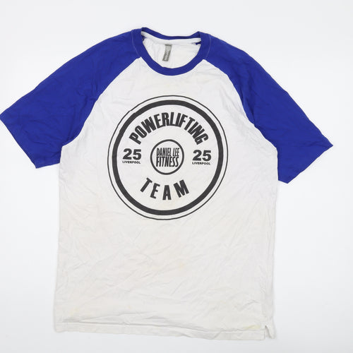 Kariban Men's White Graphic Print Sports T-Shirt L