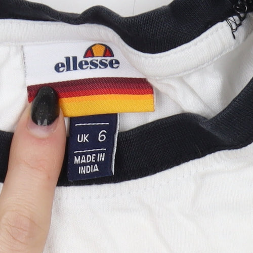 Ellesse Unisex White Ringer T-Shirt UK 6