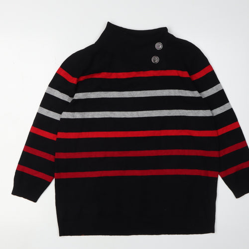 CLAUDIA.C Women's Black Striped Pullover Jumper, Size M