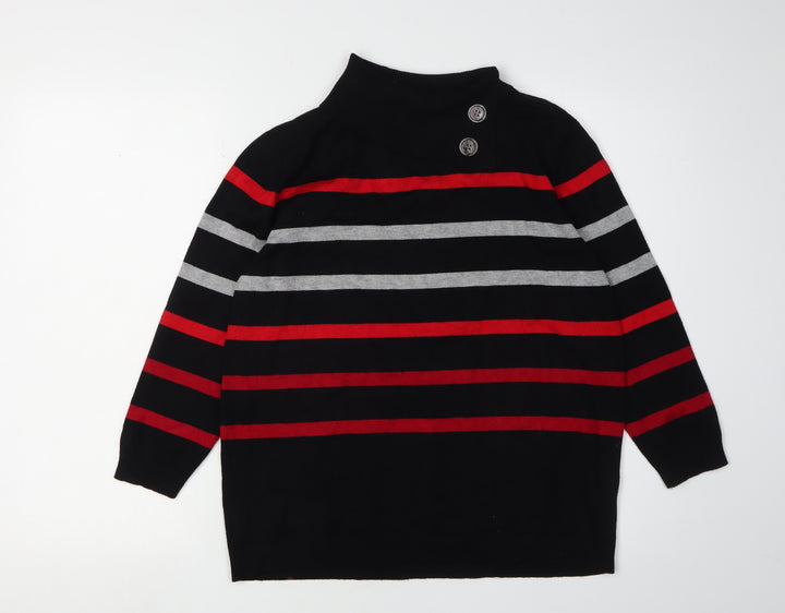 CLAUDIA.C Women's Black Striped Pullover Jumper, Size M