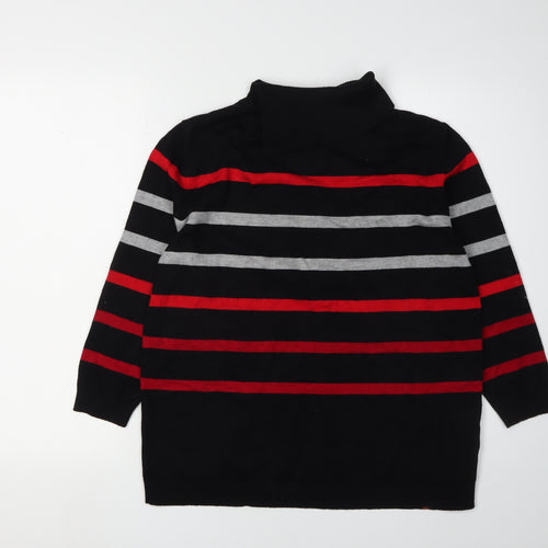CLAUDIA.C Women's Black Striped Pullover Jumper, Size M