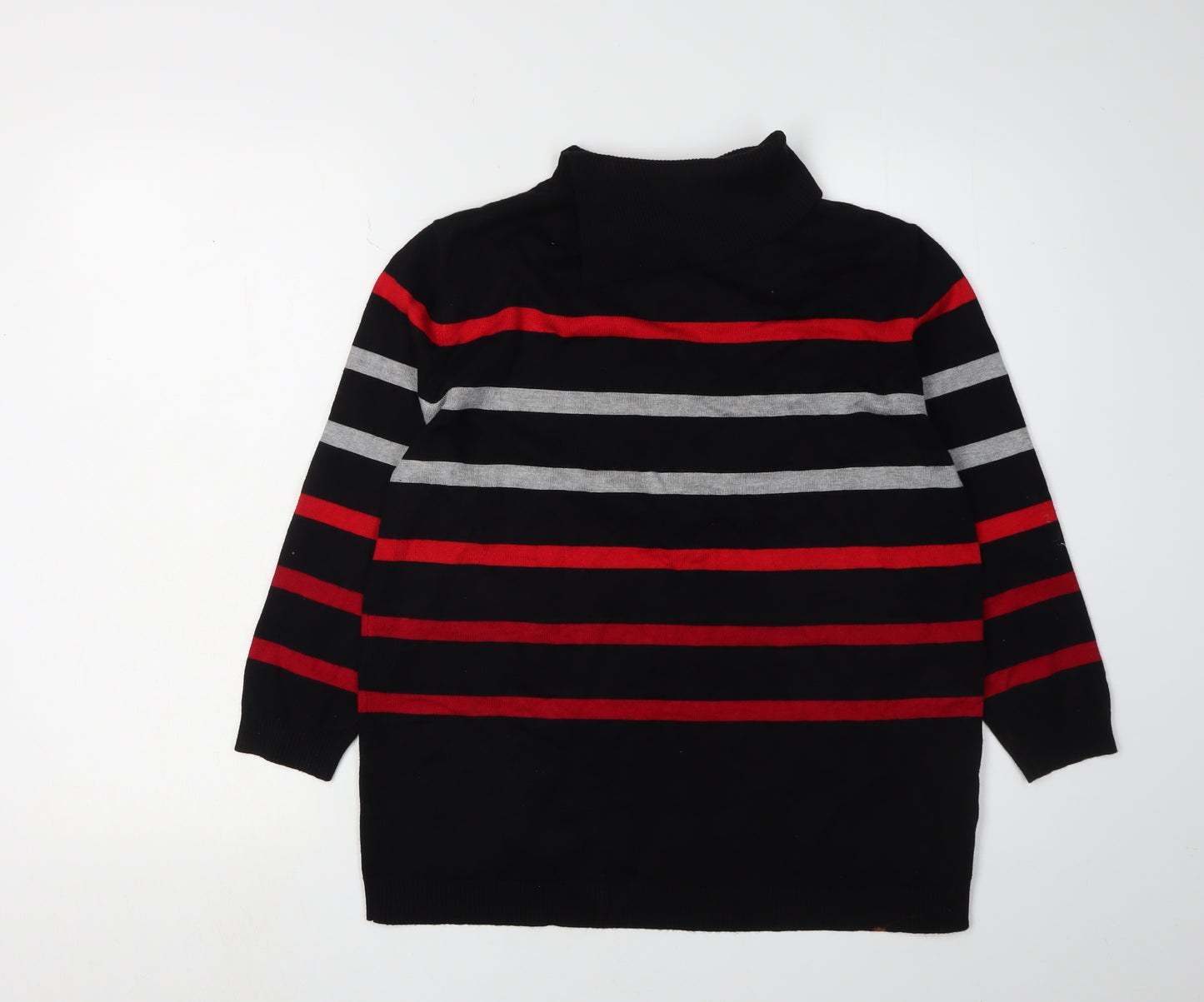 CLAUDIA.C Women's Black Striped Pullover Jumper, Size M