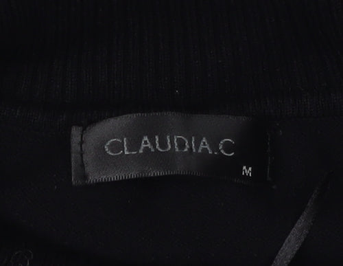 CLAUDIA.C Women's Black Striped Pullover Jumper, Size M