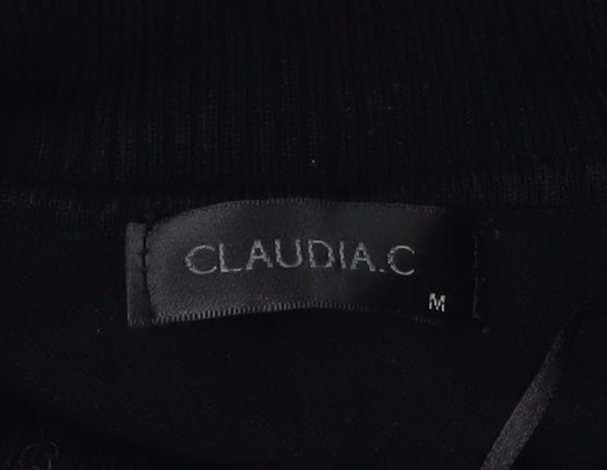 CLAUDIA.C Women's Black Striped Pullover Jumper, Size M