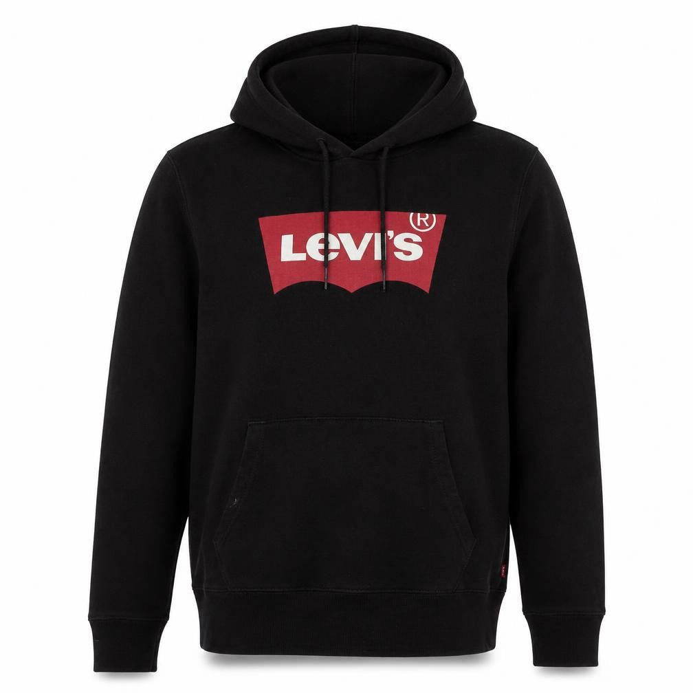Front view of Levi's Men's Black Pullover Hoodie, size S, Logo