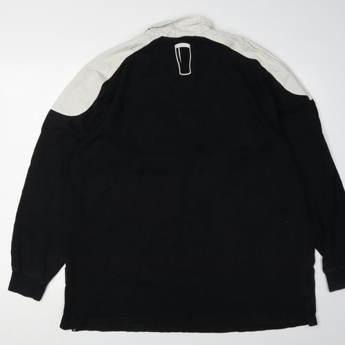 Guinness Men's Black 2XL Long Sleeve Polo Shirt