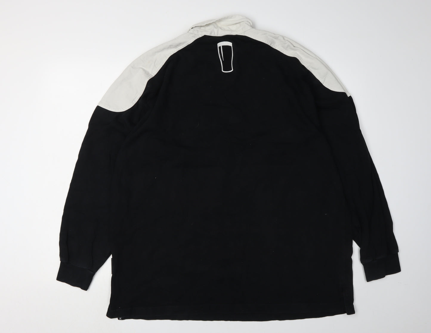 Guinness Men's Black 2XL Long Sleeve Polo Shirt