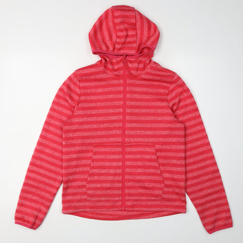 HIGEAR Women's Red Striped Hooded Basic Jacket Size 6