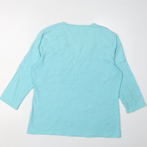 Jaeger Women's Blue V-Neck Top XL 3/4 Sleeve