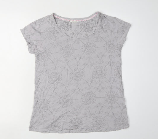 White Stuff Womens Grey Floral T-Shirt Size 12