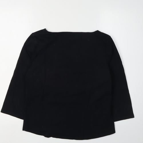 Kew Women's Black V-Neck 3/4 Sleeve Blouse XL