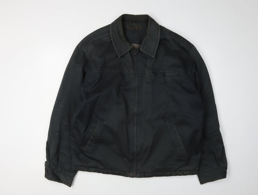 Next Men's Black Bomber Jacket L Cotton Twill