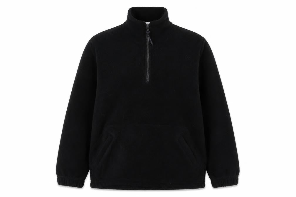 Front view of Uneek Black XS Pullover Fleece Sweatshirt unisex
