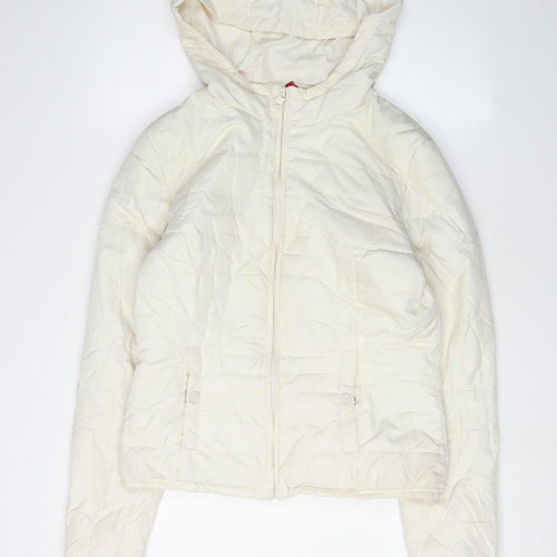 H&M Women's White Puffer Jacket, Size 14, Hooded, Winter