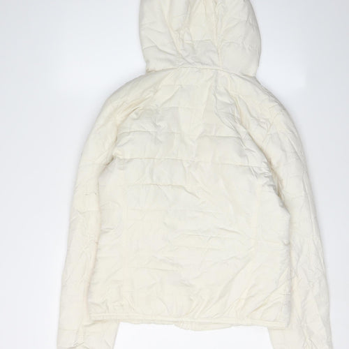 H&M Women's White Puffer Jacket, Size 14, Hooded, Winter