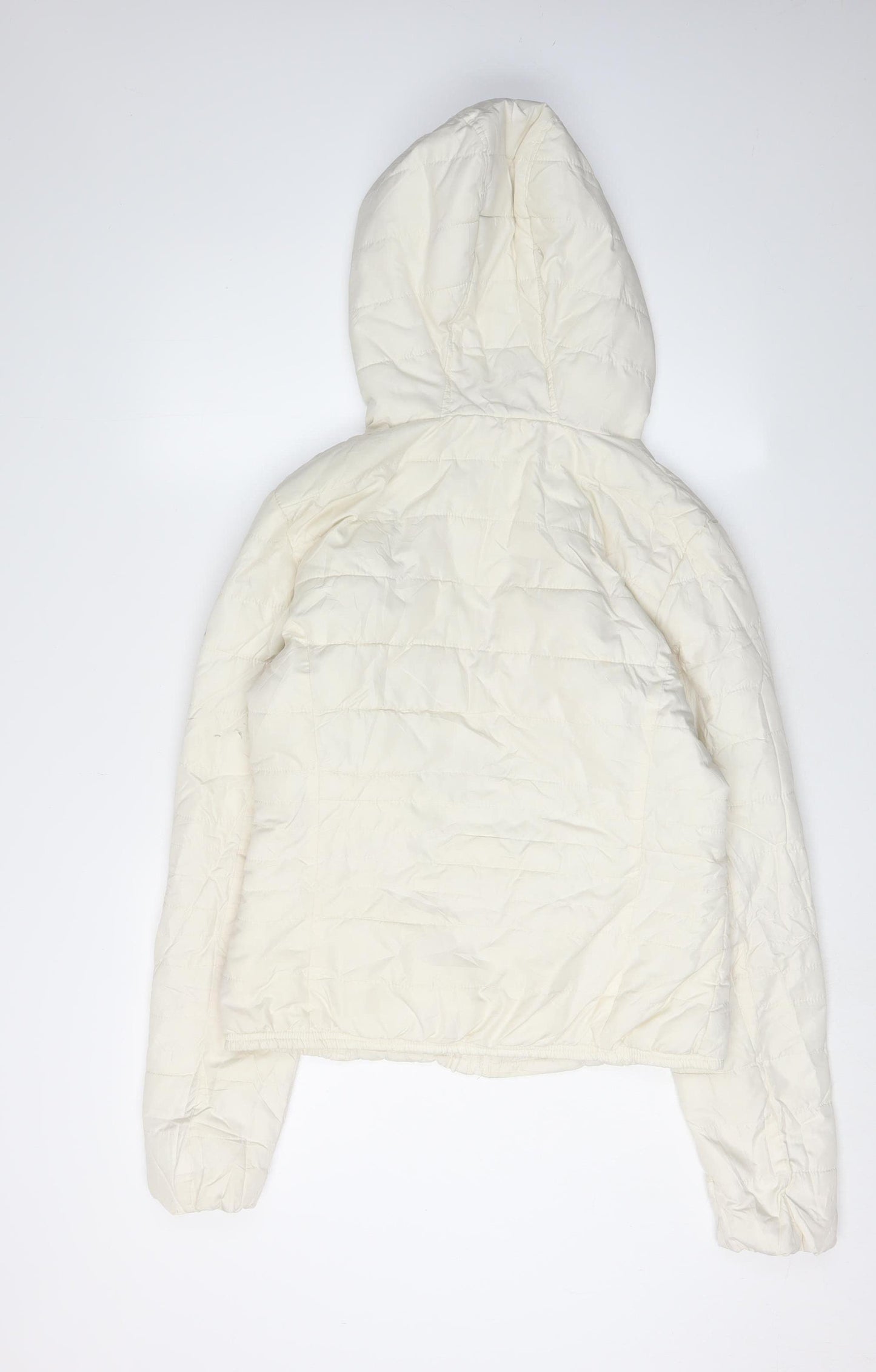 H&M Women's White Puffer Jacket, Size 14, Hooded, Winter