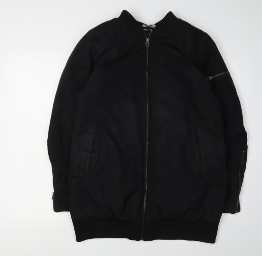 Pull & Bear Women's Black Bomber Jacket Size 12