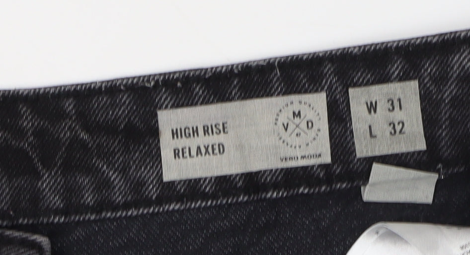 Vero Moda Women's Black Relaxed High Rise Jeans