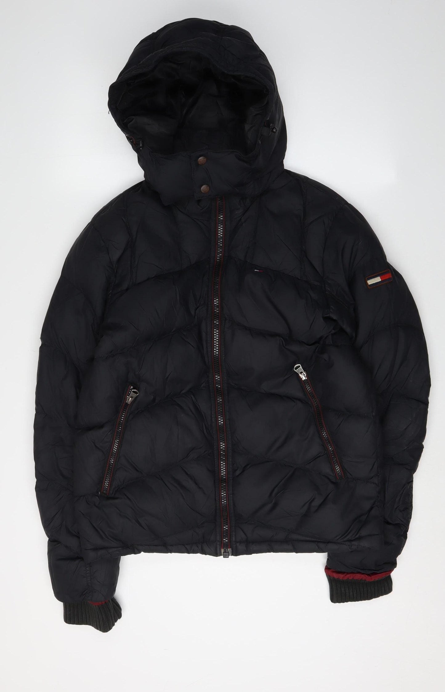 Hilfiger Denim Men's Black M Puffer Jacket Hooded Casual