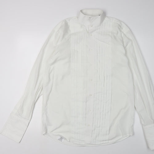 1860 Mens White Formal Dress Shirt, Size 15, Long Sleeve