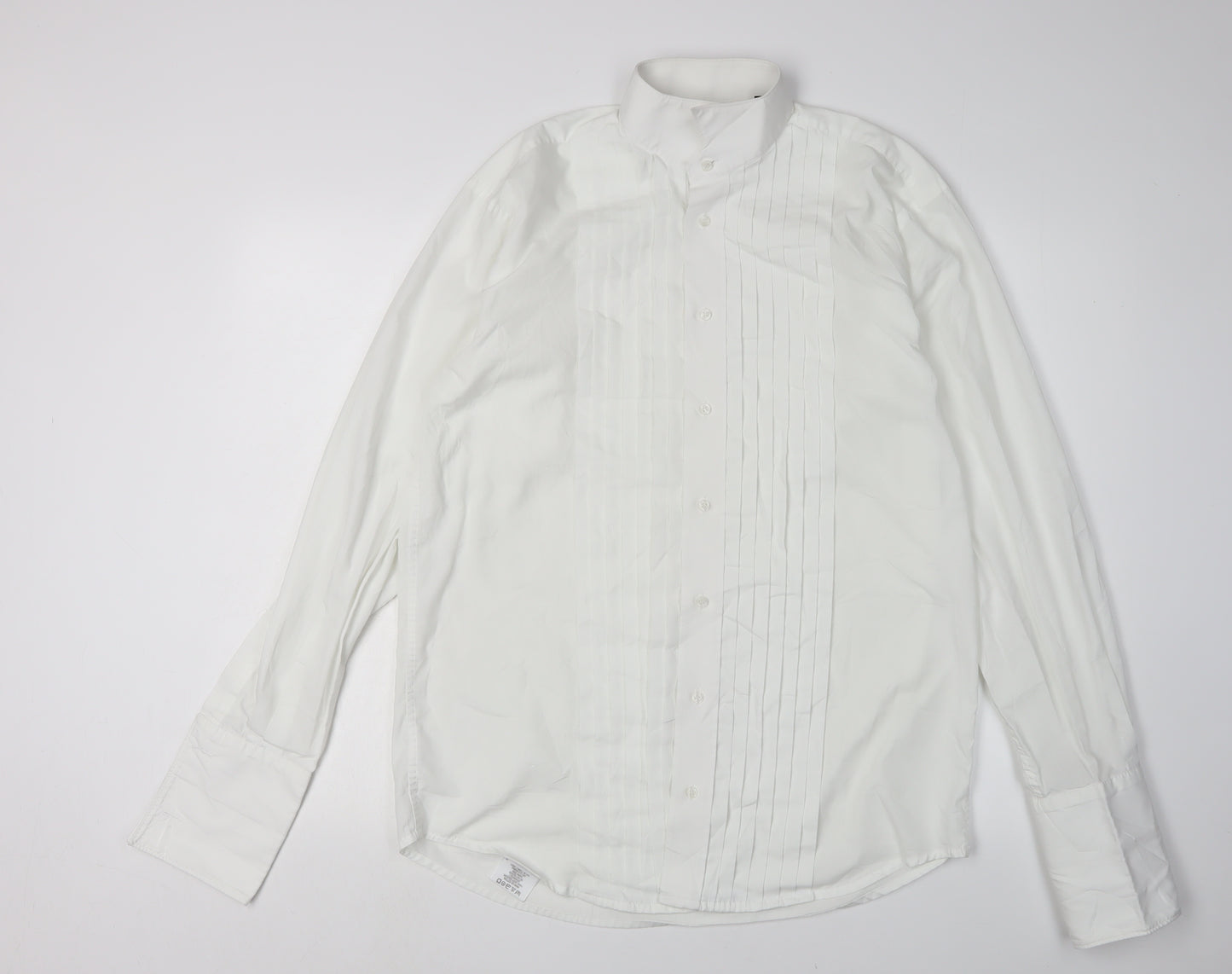 1860 Mens White Formal Dress Shirt, Size 15, Long Sleeve