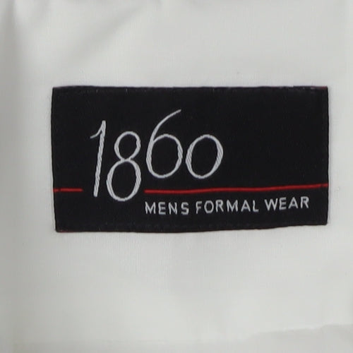 1860 Mens White Formal Dress Shirt, Size 15, Long Sleeve