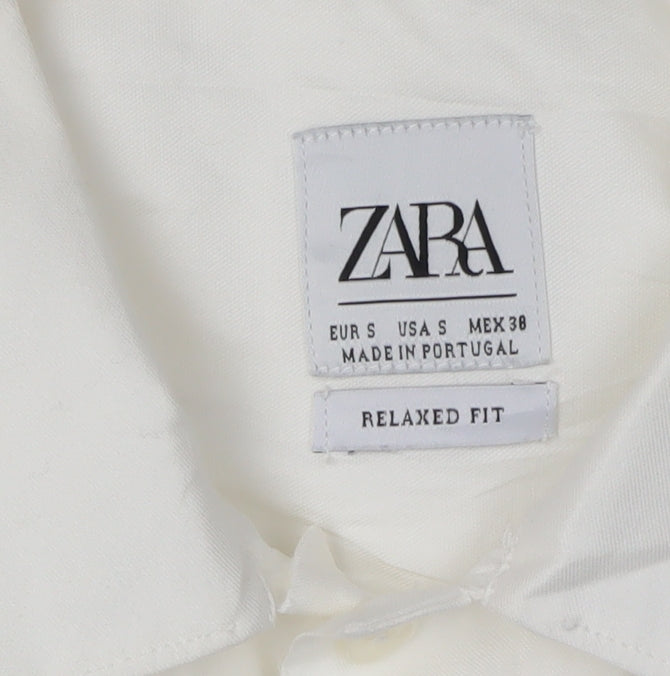 Zara Men's White Relaxed Fit Dress Shirt S