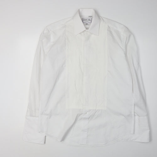 Frederick Theak Men's White Dress Shirt, S, Classic Fit