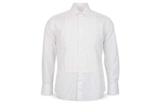 Front view of Frederick Theak Men's White Dress Shirt, S, Classic Fit
