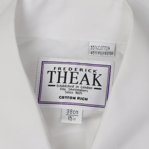 Frederick Theak Men's White Dress Shirt, S, Classic Fit