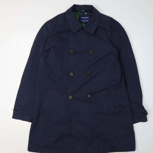 Harry Brown Men's Blue Overcoat Double-Breasted L