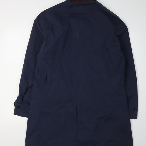 Harry Brown Men's Blue Overcoat Double-Breasted L