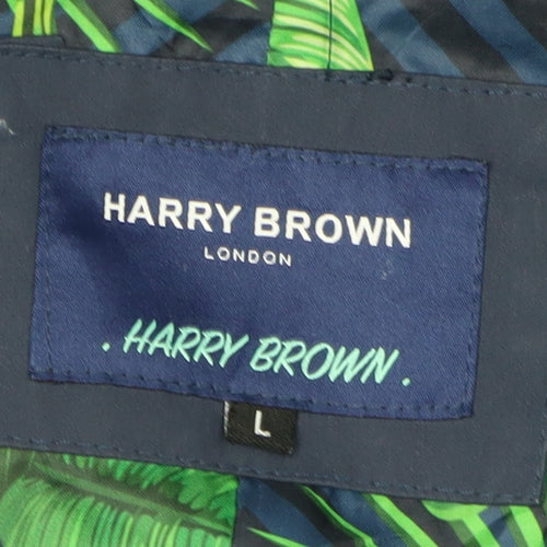 Harry Brown Men's Blue Overcoat Double-Breasted L
