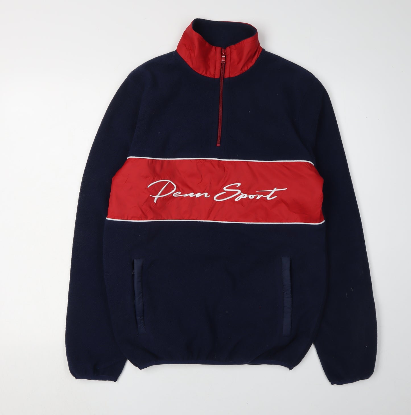 Penn Men's Blue Red Logo 1/2 Zip Sweatshirt Size S