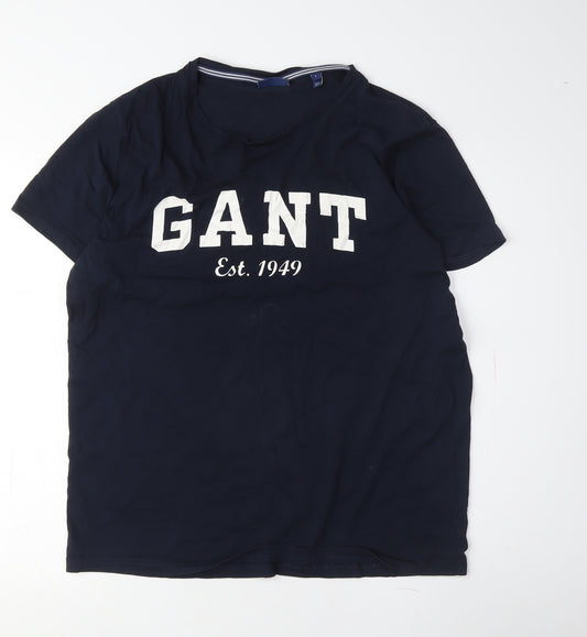 GANT Men's Blue Cotton Short Sleeve T-Shirt, Size L