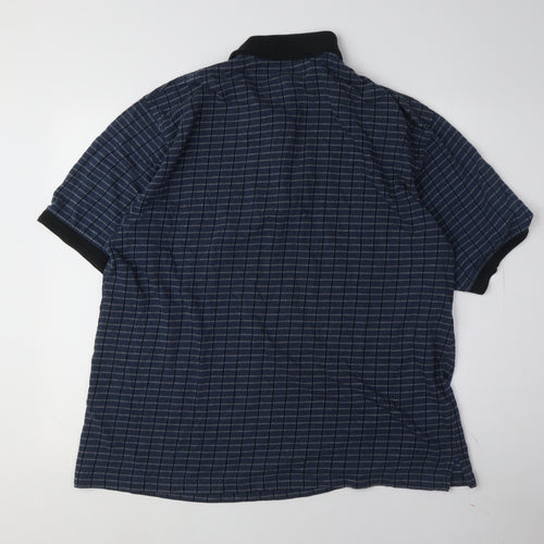 Haband Men's Blue Check Polo 2XL Short Sleeve