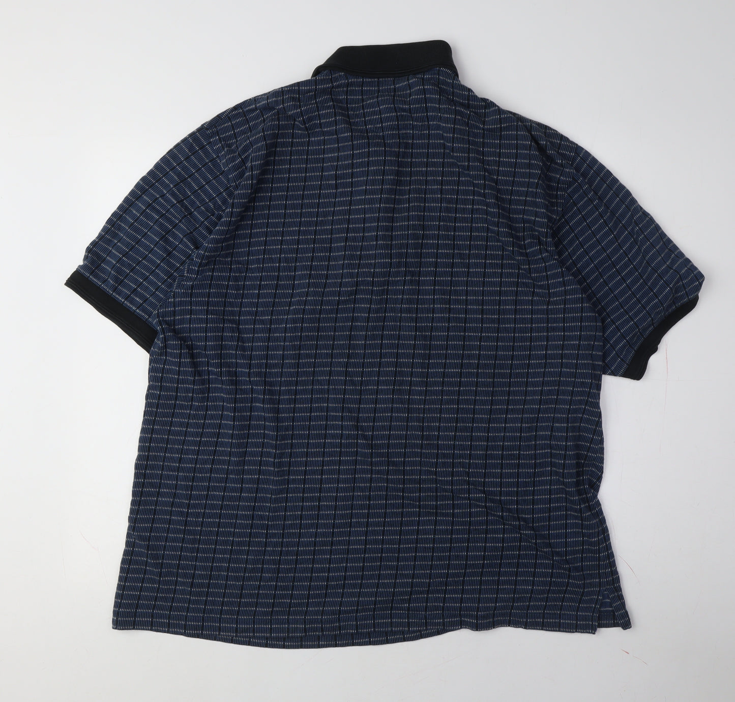 Haband Men's Blue Check Polo 2XL Short Sleeve