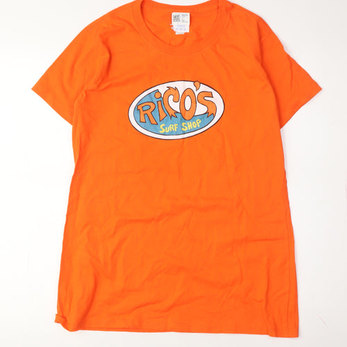 Disney Orange T-Shirt Unisex Adult M Crew Neck Beach