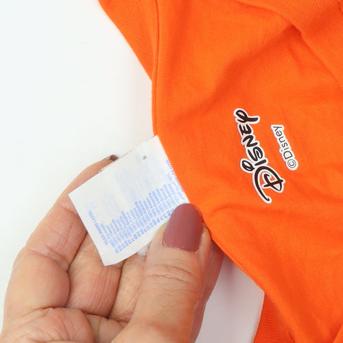 Disney Orange T-Shirt Unisex Adult M Crew Neck Beach