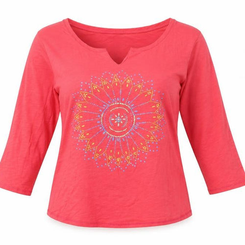 LulaRoe Women's Red V-Neck 3/4 Sleeve T-Shirt - M