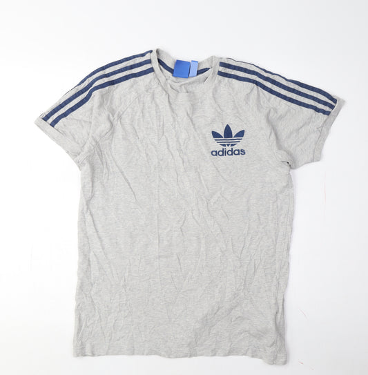 Adidas Men's Grey Short Sleeve Logo T-Shirt, M, Sporty Style