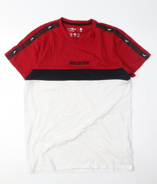 Hollister Men's Colourblock T-Shirt, Red/Black, Size S