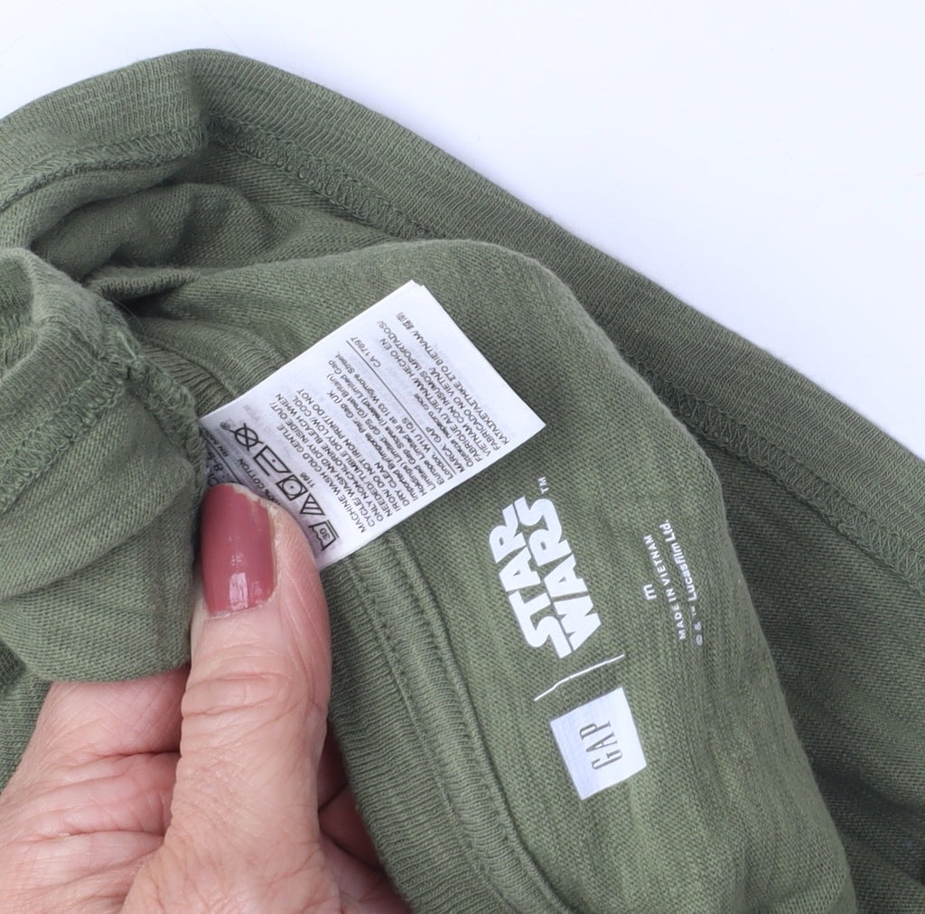 Gap Star Wars Boys Green T-Shirt - Size 7, Graphic Print