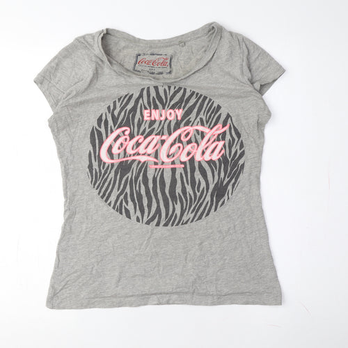 Coca-Cola Women's Grey Size 8 Animal Print T-Shirt