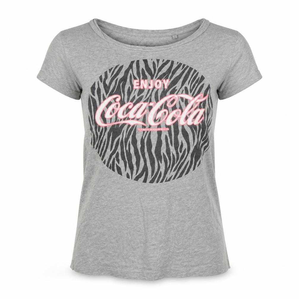 Coca-Cola Women's Grey Size 8 Animal Print T-Shirt